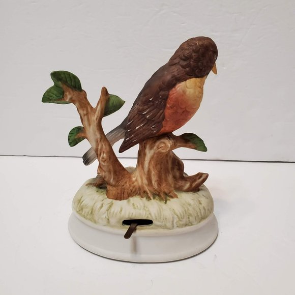 Vintage Gorham Porcelain Red Robin Bird Figurine Music Box Made in Japan Pottery - Picture 5 of 8